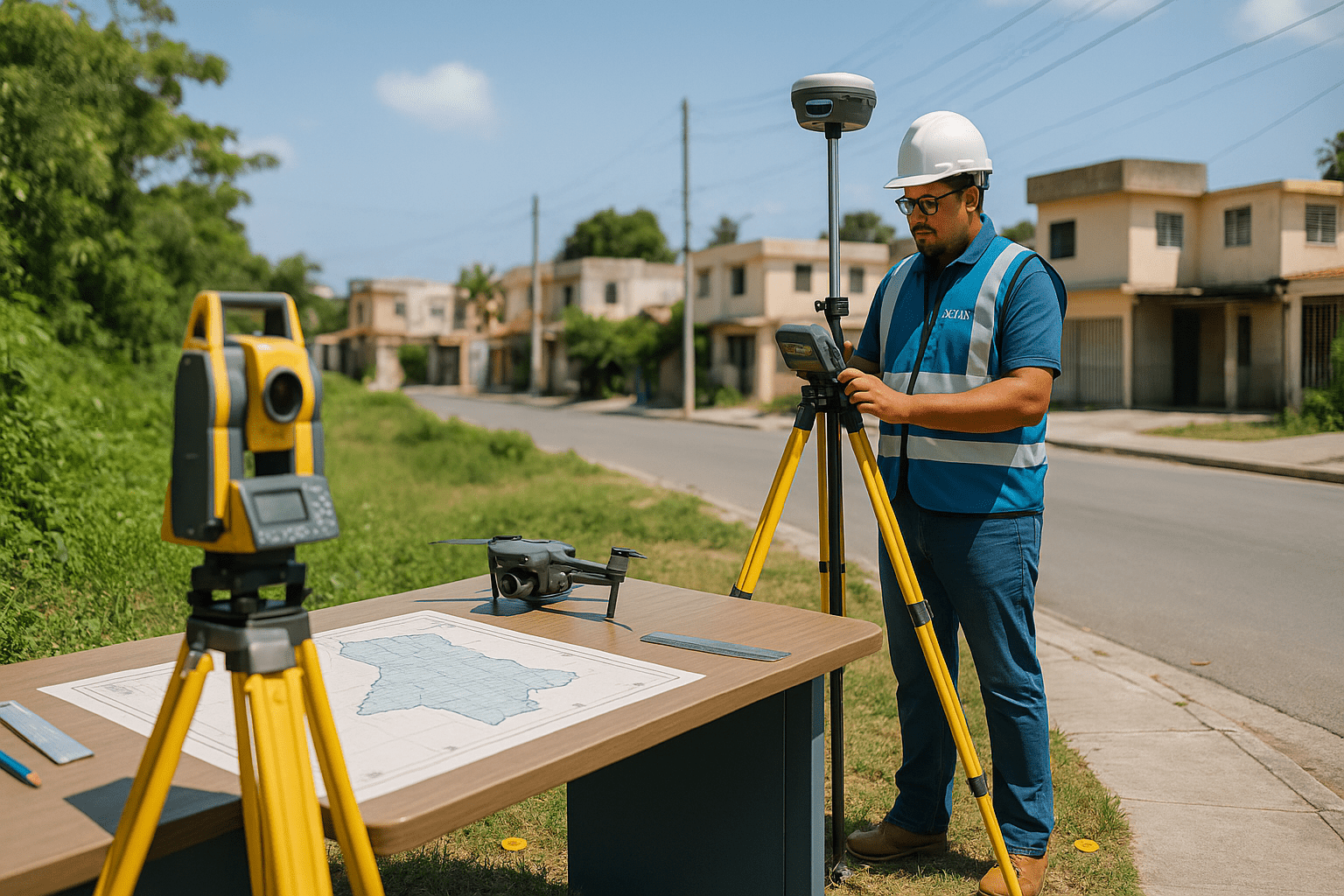 Mensura catastral: levantamiento planimétrico con GNSS y estación total en República Dominicana