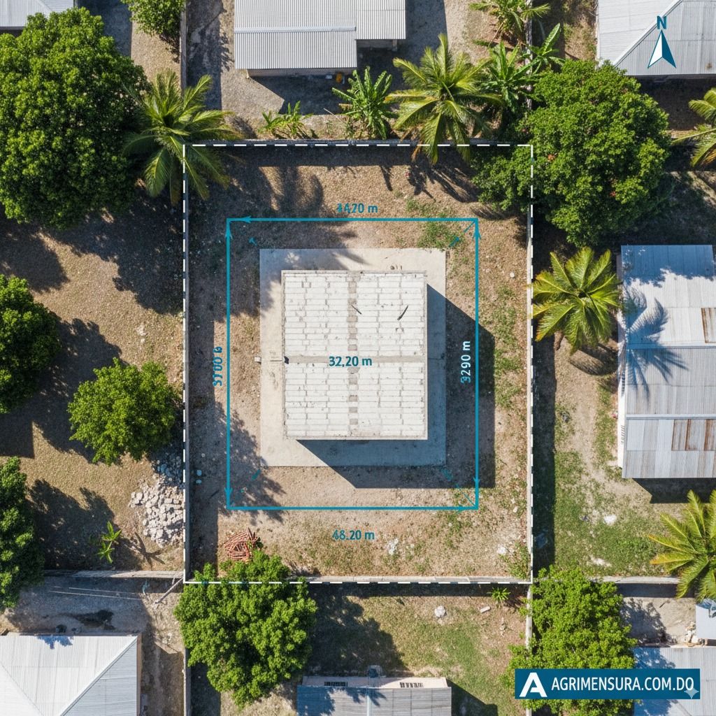 Ortofoto con huella de edificación y linderos para certificado de ubicación de mejoras