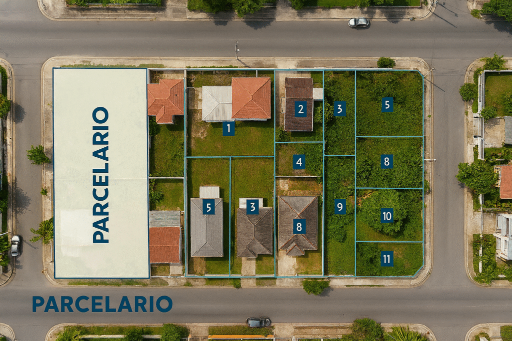 Ortofoto con parcelas delimitadas para deslinde en República Dominicana