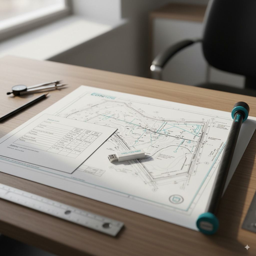 Topografía con GNSS: DWG, CSV, KMZ y LandXML con informe técnico