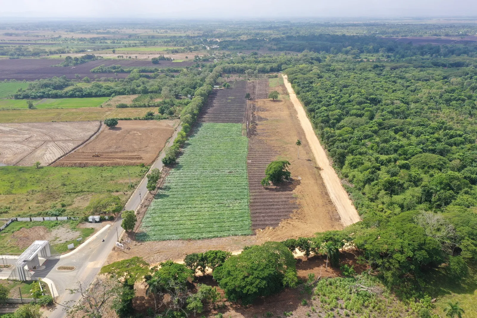 Foto con dron del terreno antes del proyecto