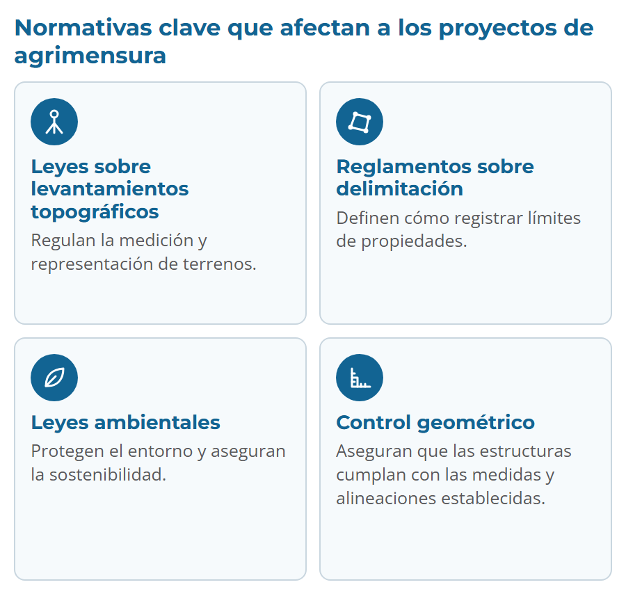 Las cuatro normativas clave en agrimensura: levantamientos topográficos, delimitación, ambientales y control geométrico